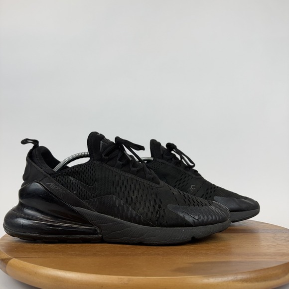 Mens Nike Air Max 270 Triple Black Athletic Comfort Sneakers
